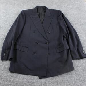 Brioni Blazer Mens 54 R Navy Blue Wool Double Breasted Suit Jacket Italy Work